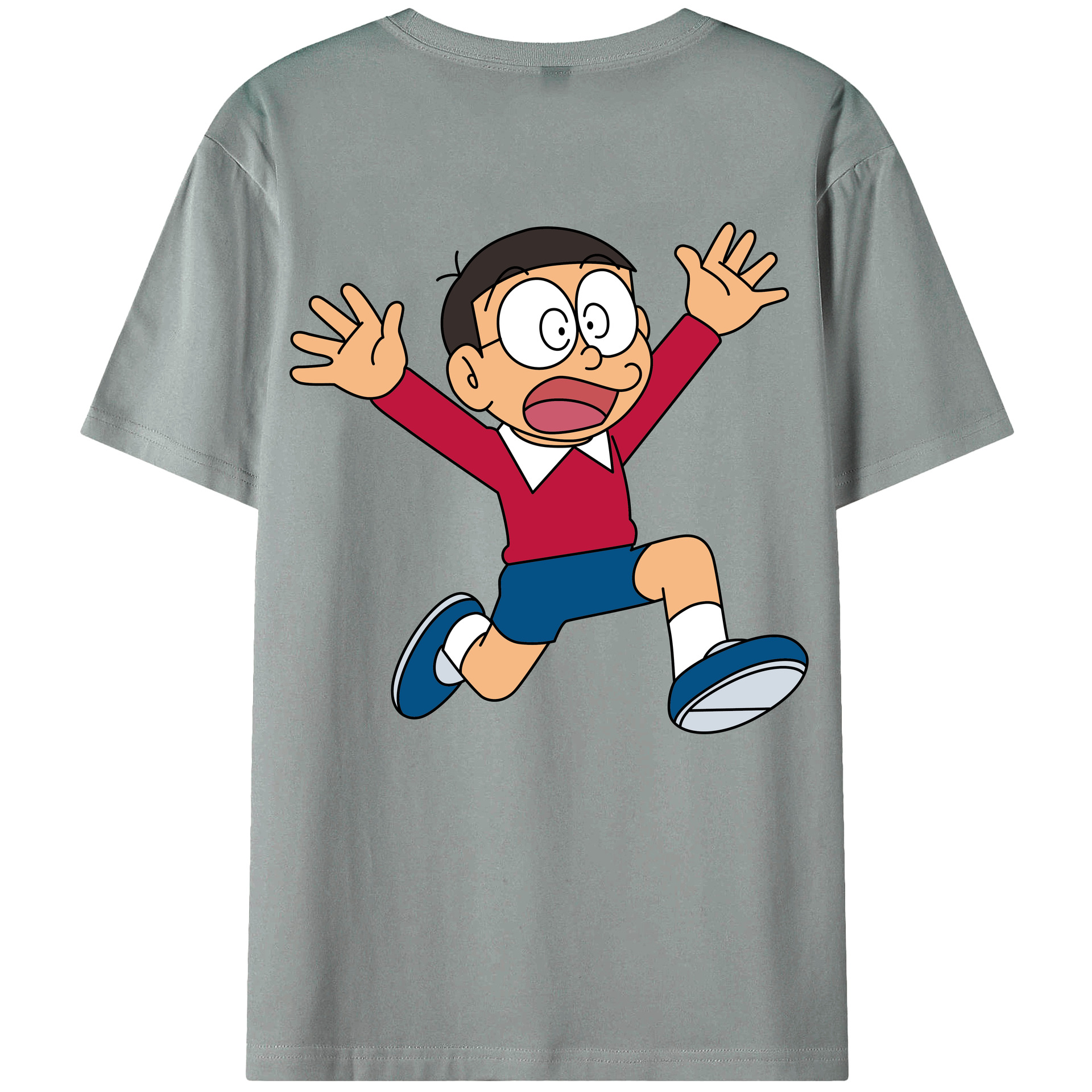 （画像用） ドラえもん 野比 のび太 Doraemon Nobita Nobi 綿100％ メンズ半袖Tシャツ（バックプリント） 通気性